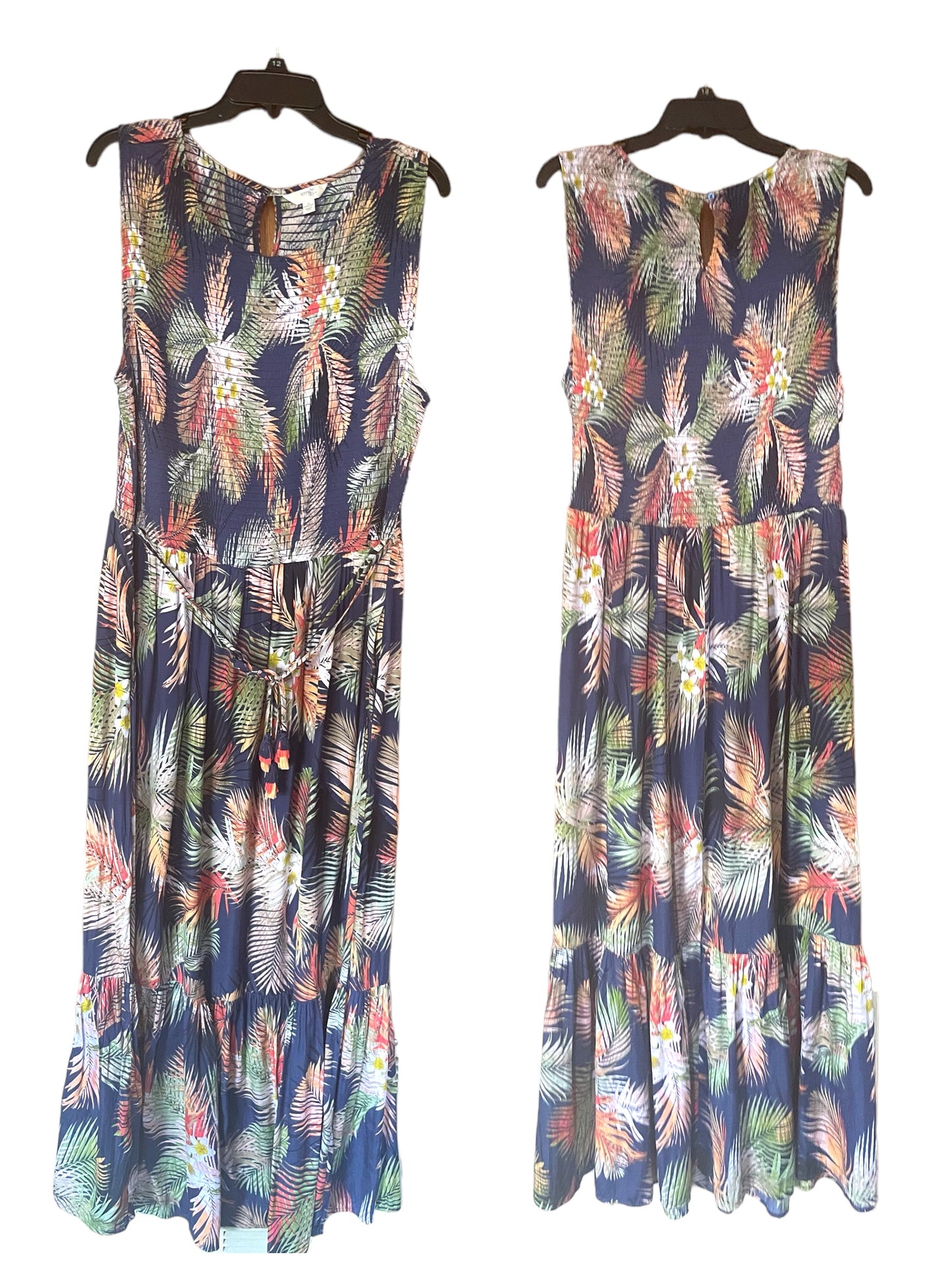 Tropical Palm Print Sleeveless Dress