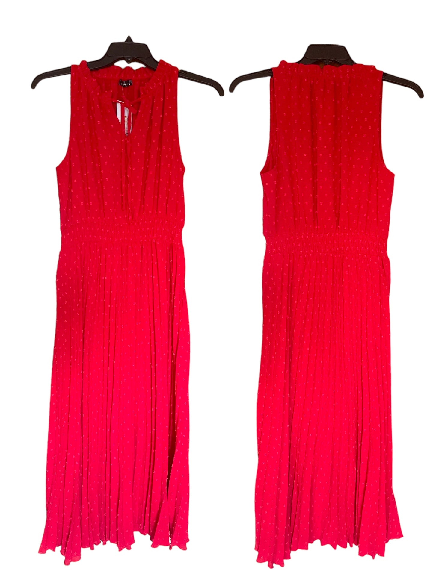 Sleeveless Pleated Red Dress