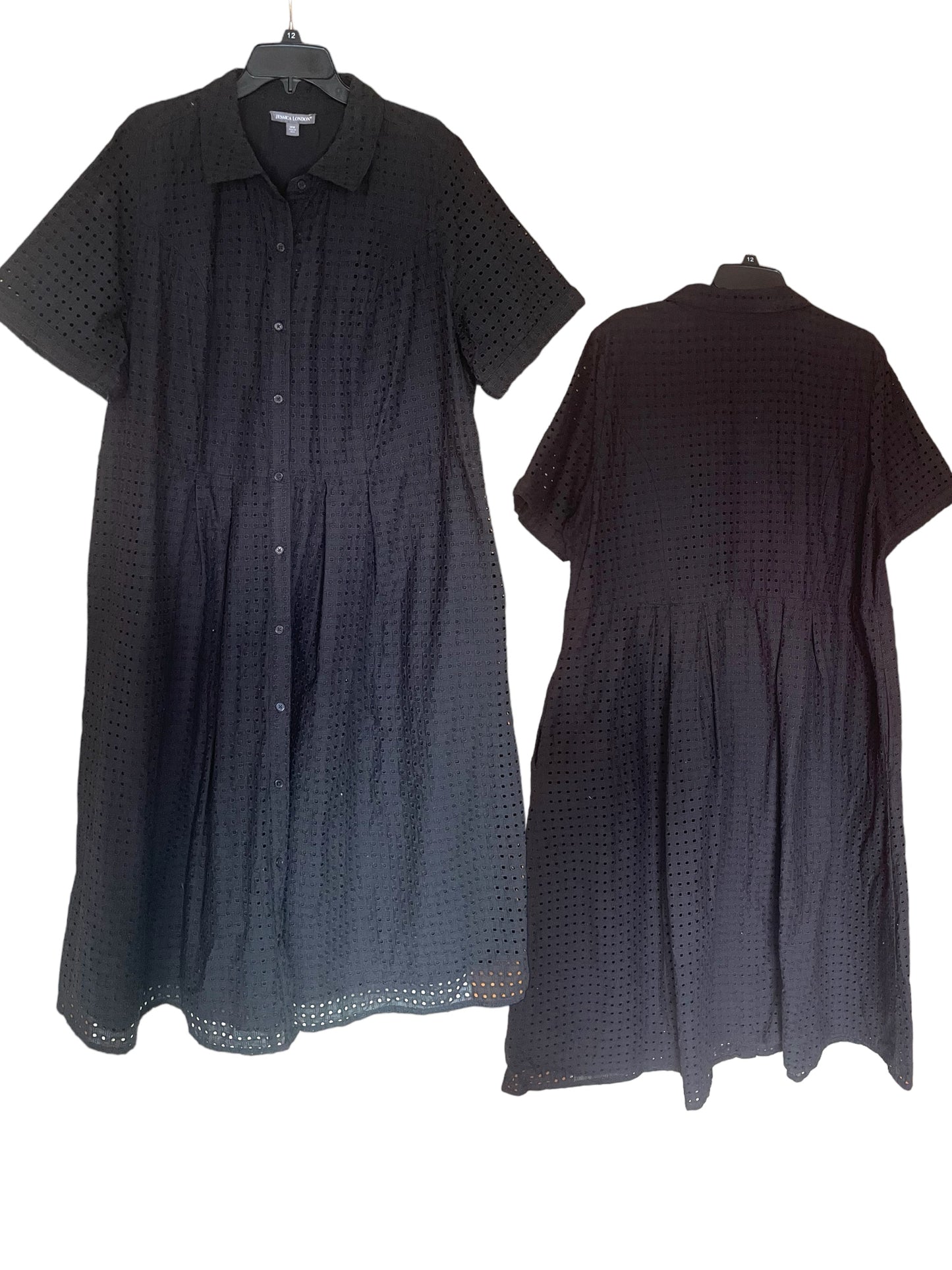 Chic Black Eyelett Button Down Dress